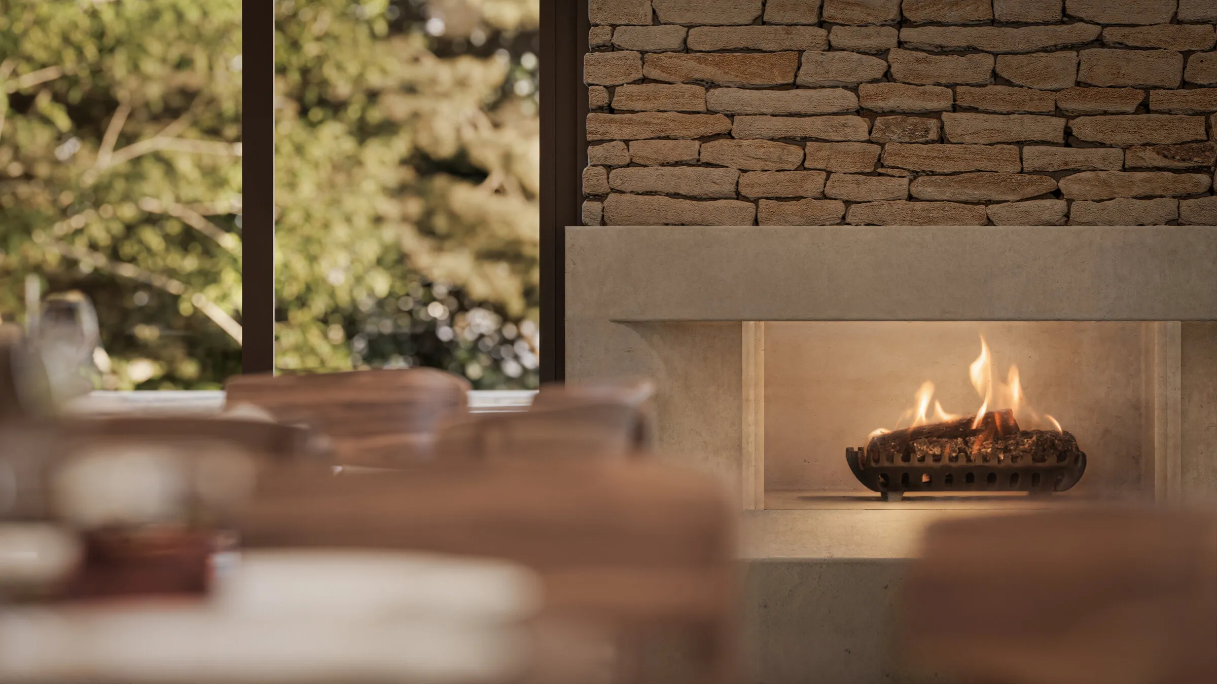 The Hearth - stone fireplace